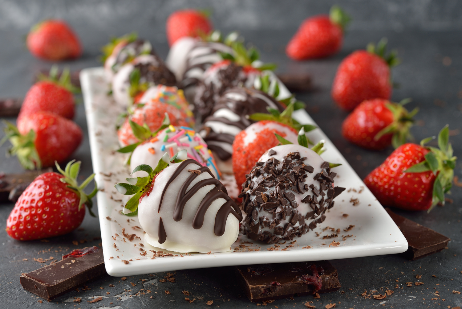 Strawberries covered with chocolate